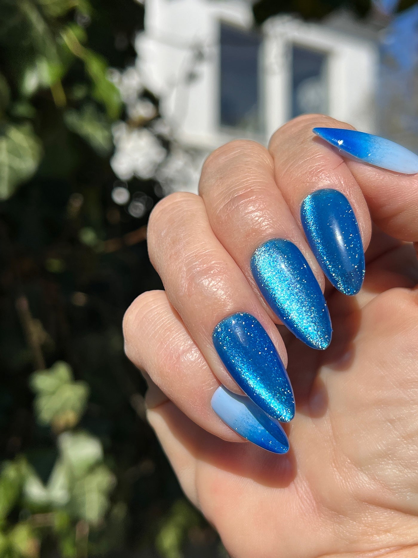 Gel Polish Blue Disco Cat Eye